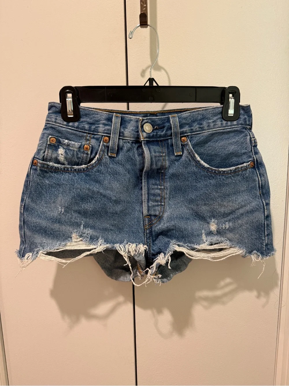 Levi's Distressed Blue Denim Cutoff Shorts